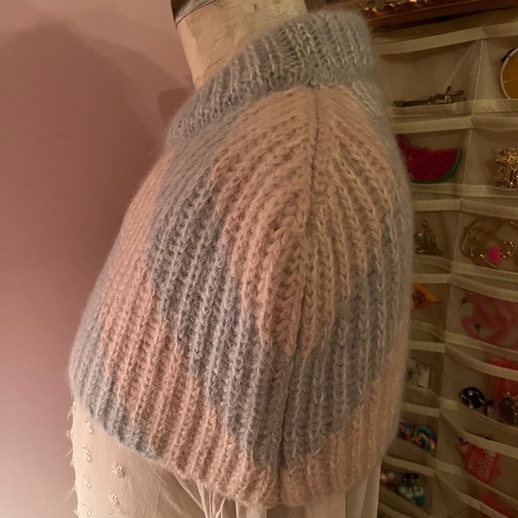 Nwot Calvin Klein 205W39NYC Blue Striped Mohair Blend Cape - Picture 2 of 6